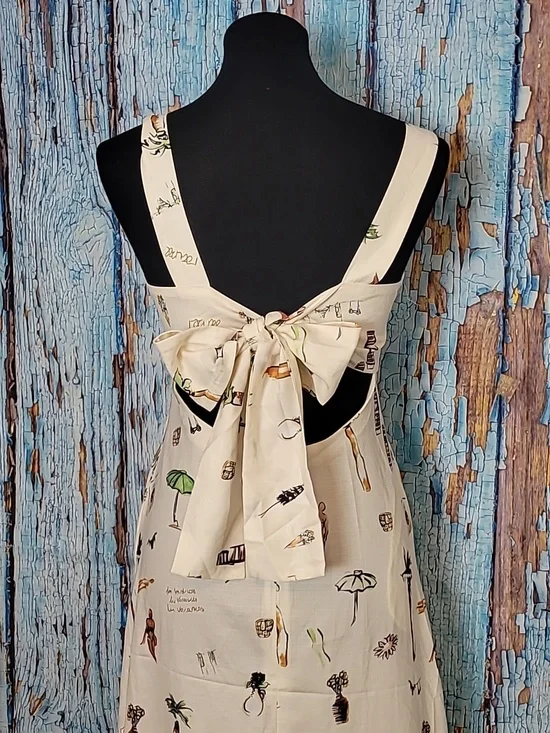 Commense Cream Tropical Print Linen Maxi Dress - Picture 8 of 16